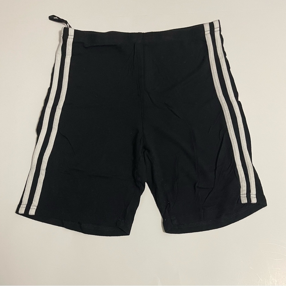 SHEIN Black Bike Shorts with White Stripes